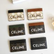 Celine Leather Card Case with Logo Print #A46199