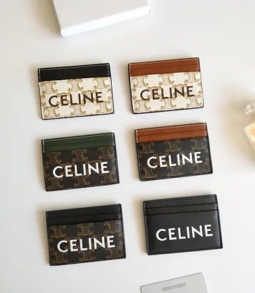 Celine Leather Card Case with Logo Print #A46199