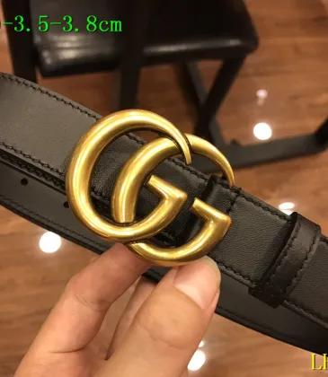 Leather Men's Gucci AAA+ black Belts double G buckle 3.8cm #9111462