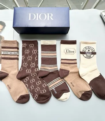 Dior Striped Cotton Crew Socks with Logo #A45588