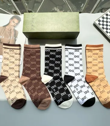 Gucci Striped Cotton Crew Socks with Logo #A45585