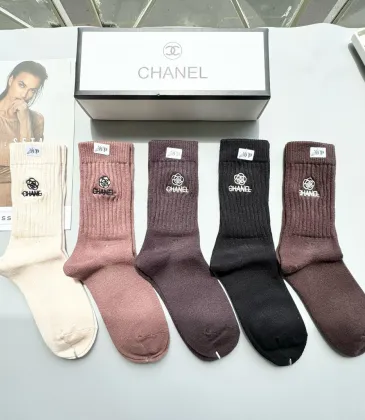 Women's Chanel Socks in Brown and Beige #A45590