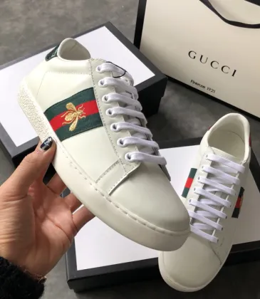 Gucci Bee White sneakers cowhide casual shoes sheepskin inside for men or women #996548