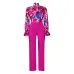 Loose large size casual printed long-sleeved shirt wide-leg pants two-piece set #A21706