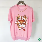 Women doraemon T-shirt Ice silk cotton Length 58cm Bust 88cm Shoulder 36cm Sleeve 21cm White/black/Pink #99902564