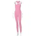 Women's spring and summer 2021 new knitted solid color high waist tight sports Yoga one-piece pants Dresses #999902420